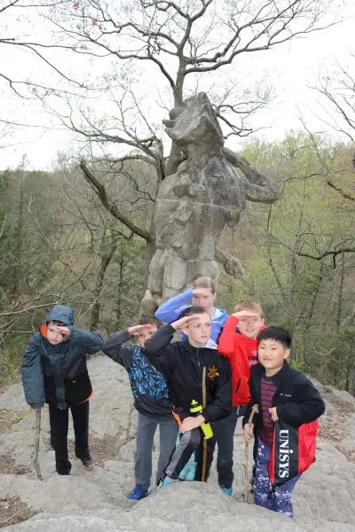 At the top of a pack hike