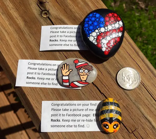 Painted rocks hidden for others to find