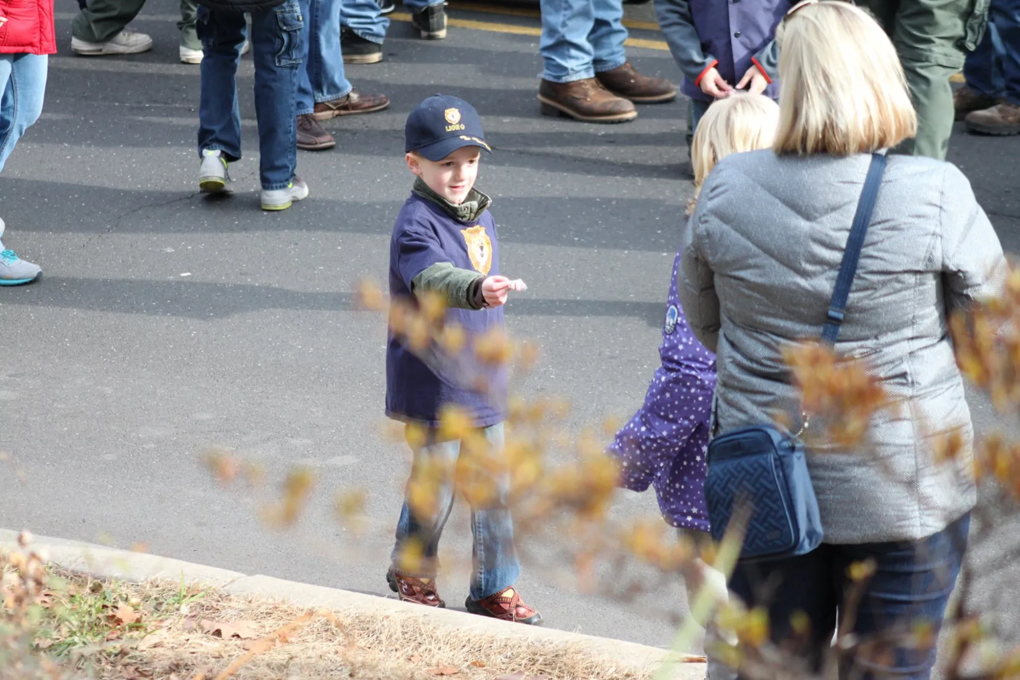 Marching in a parade